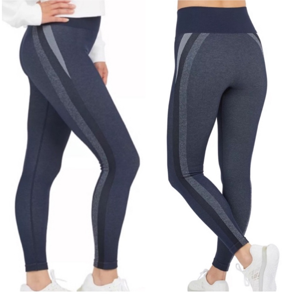 SPANX NWT LOOK AT ME NOW SEAMLESS TRACK STRIPE BLUE HAZE HIGH RISE XS